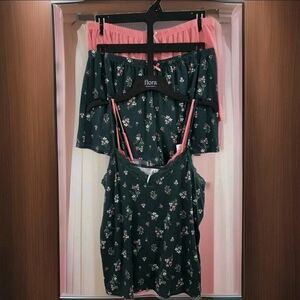 Flora Nikrooz 4 Pcs Sleepwear Tank Top & Shorts Green/Pink Size Large New